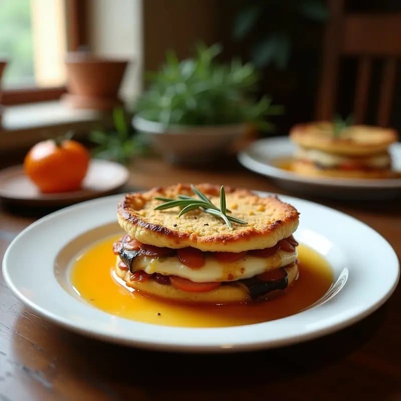 Pastel de Berenjena y Queso de Cabra con Miel de Romero: Receta Mediterránea en Olla Lenta