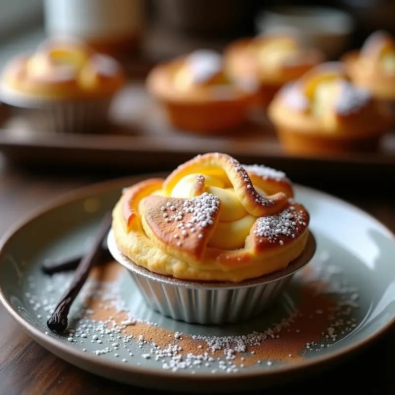 Pastel de Nata Portugués: Hojaldre Relleno de Crema de Vainilla