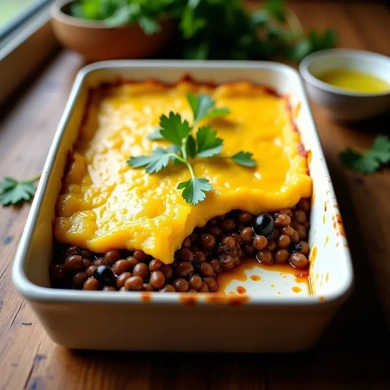 Pastel de Papa Peruvian con Relleno de Lentejas y Aceitunas: Receta Sin Gluten y Vegana