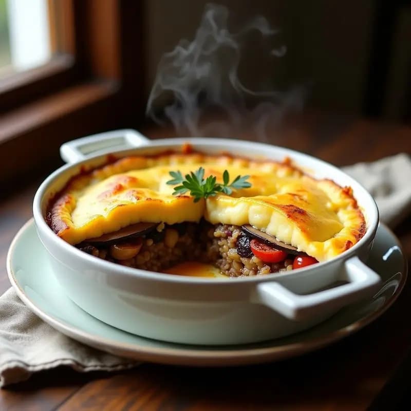 Pastel de Papa Argentino Vegano: Capas de Puré y Berenjena al Horno
