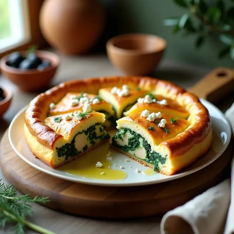 Pastel de pollo y espinacas con masa de hojaldre sin gluten: Receta Griega Reconfortante en 45 Minutos