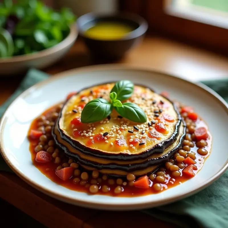 Pasticcio Griego de Lentejas y Berenjenas con Salsa de Tomate Casera: Receta Vegana al Horno