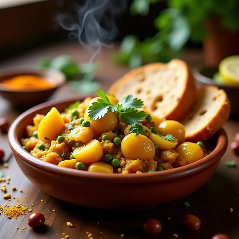 Pav Bhaji India con Pan Integral: Receta Vegetariana de Mumbai en Sartén
