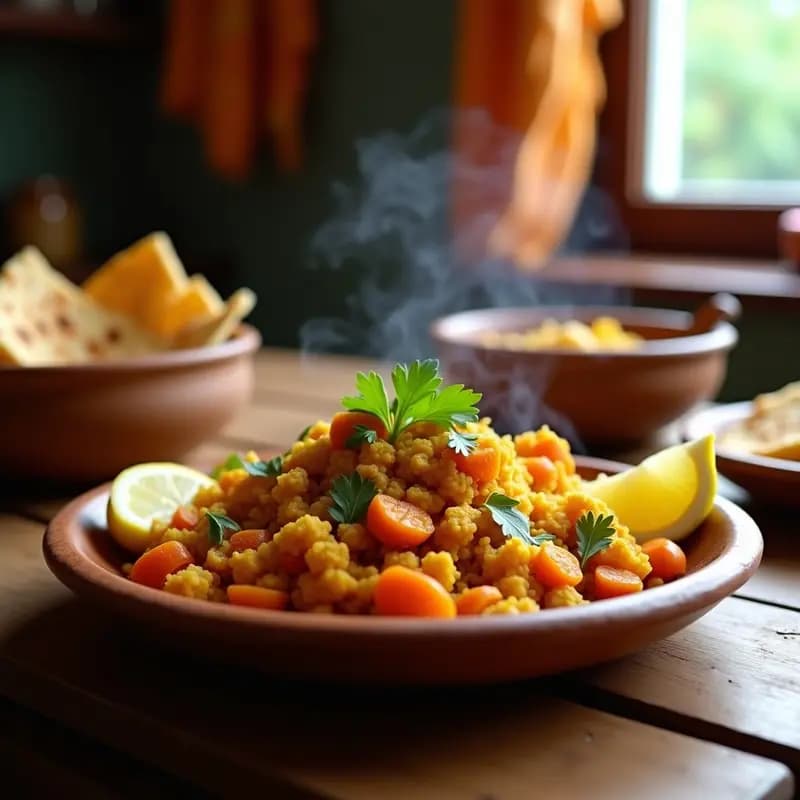 Pavi Bhaji de Coliflor y Zanahoria con Pan de Trigo Integral: Receta India Street Food Light