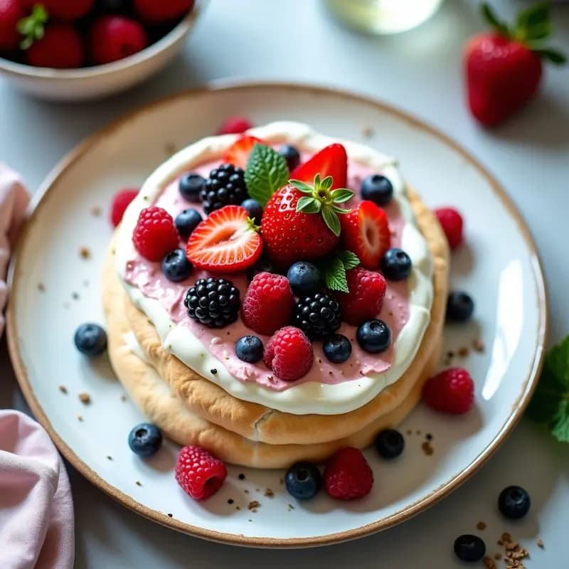 Pavlova de Frutos Rojos y Flor de Saúco: Postre Neozeolandés Sin Gluten y Sin Lactosa