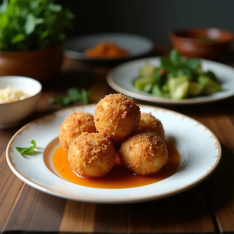 Pedi oo de cocos fritos rellenos de carne: Aperitivo birmano crujiente