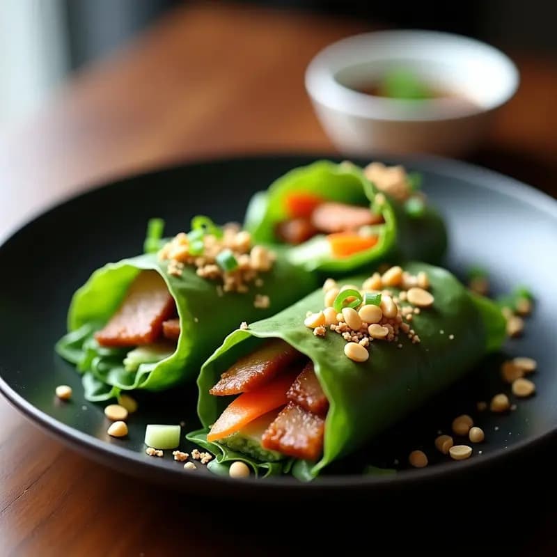 Peking Duck Rollitos con Hoja de Loto: Receta China Crujiente y Elegante