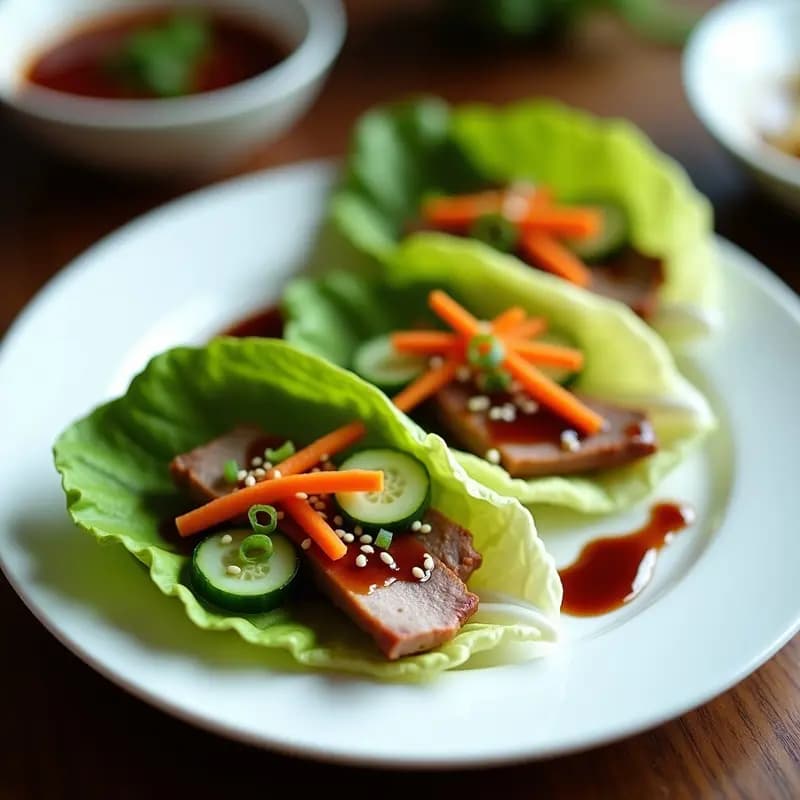 Peking Duck Wraps de Lechuga y Hoisin: Finger Food Chino en 15 Minutos