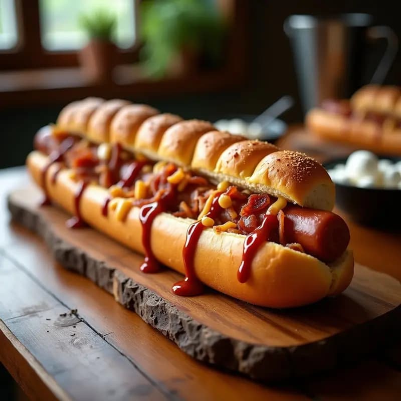 Perro Caliente de 1 Metro con Queso Fundido y Tostado de Marshmallows: Receta para Fiestas