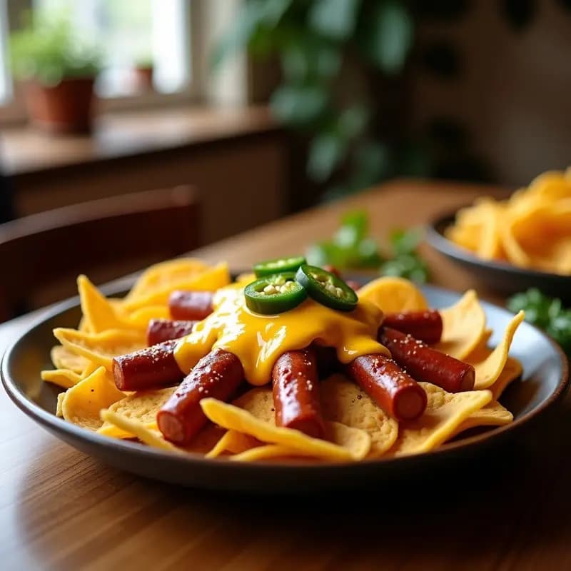 Perro Caliente de Chorizo con Queso Fundido, Jalapeños y Nachos Triturados: Receta Tex-Mex Explosiva