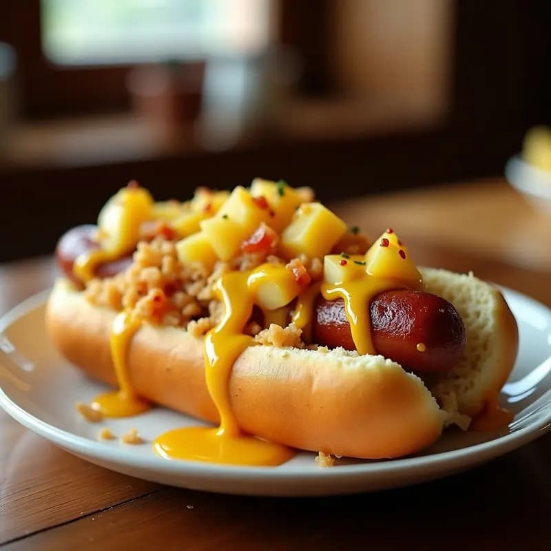 Perro Caliente con Chucrut de Piña y Queso Fundido: Combinación Dulce-Salada Adictiva