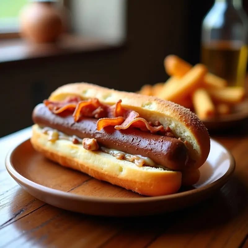 Perro Caliente con Pan de Churros Relleno de Nutella y Bacon: Fusión Dulce-Salada que Enloquecerá a Todos