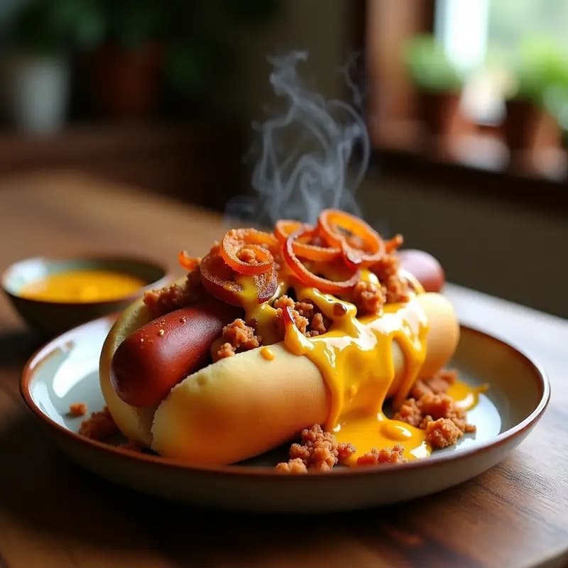Perro Caliente de Tamal con Chorizo, Queso y Salsa Chipotle: Fusion Mexicana de 1500 Calorías