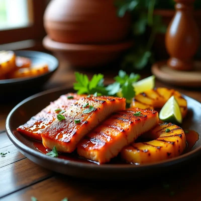 Pescado a la Talla con Adobo de Achiote: Receta Mexicana al Grill con Piña Asada