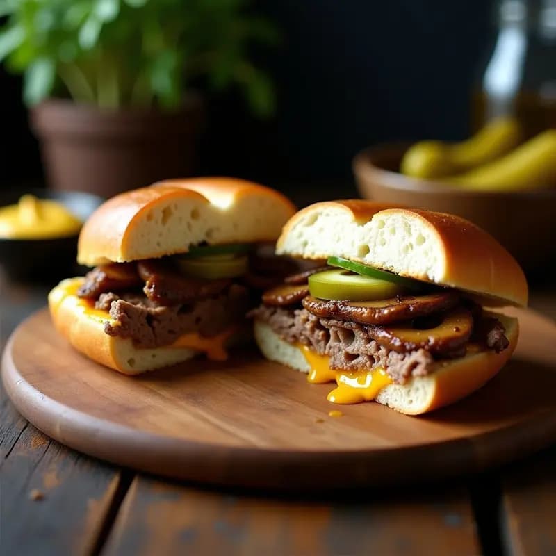 Philly Cheesesteak con Champiñones Portobello: Versión Vegana del Clásico Americano
