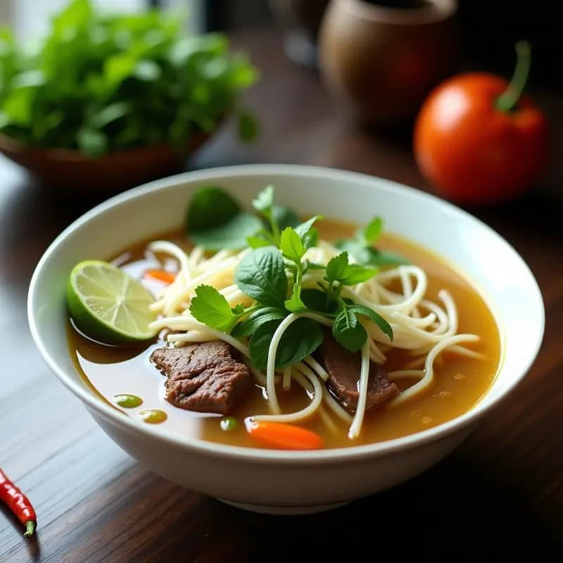 Pho de Ternera con Hierbas Frescas:Receta Vietnamita Keto en Olla de Cocción Lenta