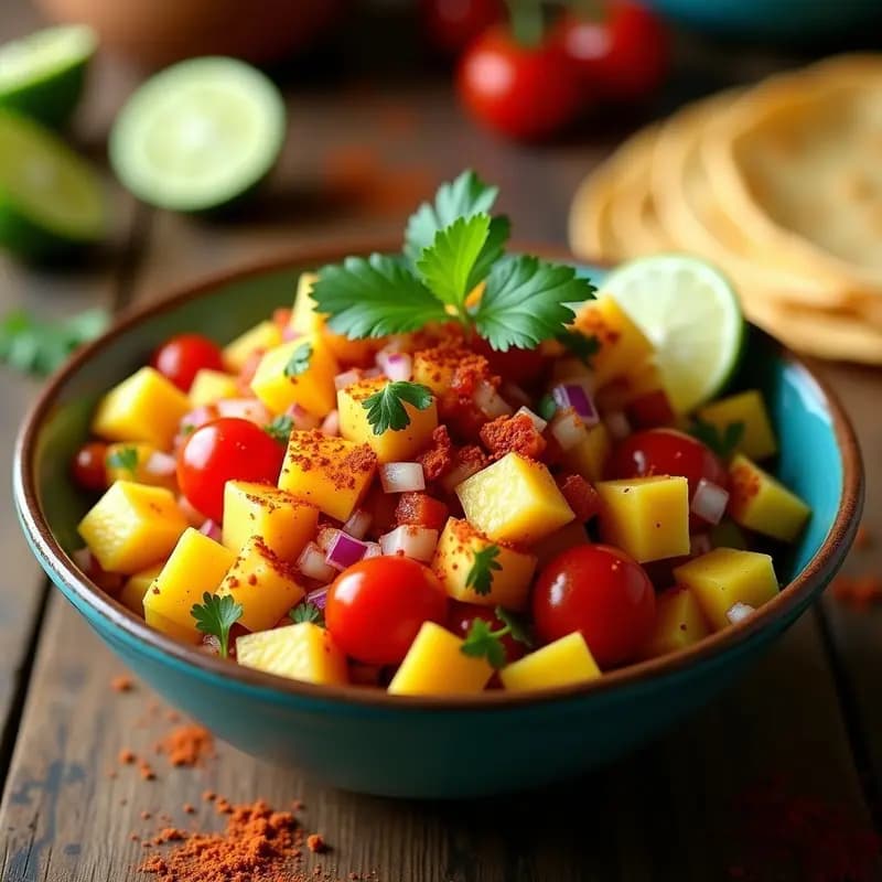 Pico de Gallo de Frutas con Chili en Polvo: Ensalada Mexicana Dulce y Picante para Tacos