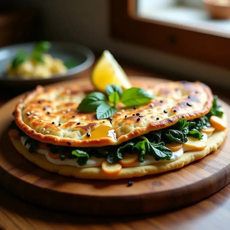 Pide Turca Rellena de Espinacas y Queso Halloumi: Receta de Street Food en 15 Minutos