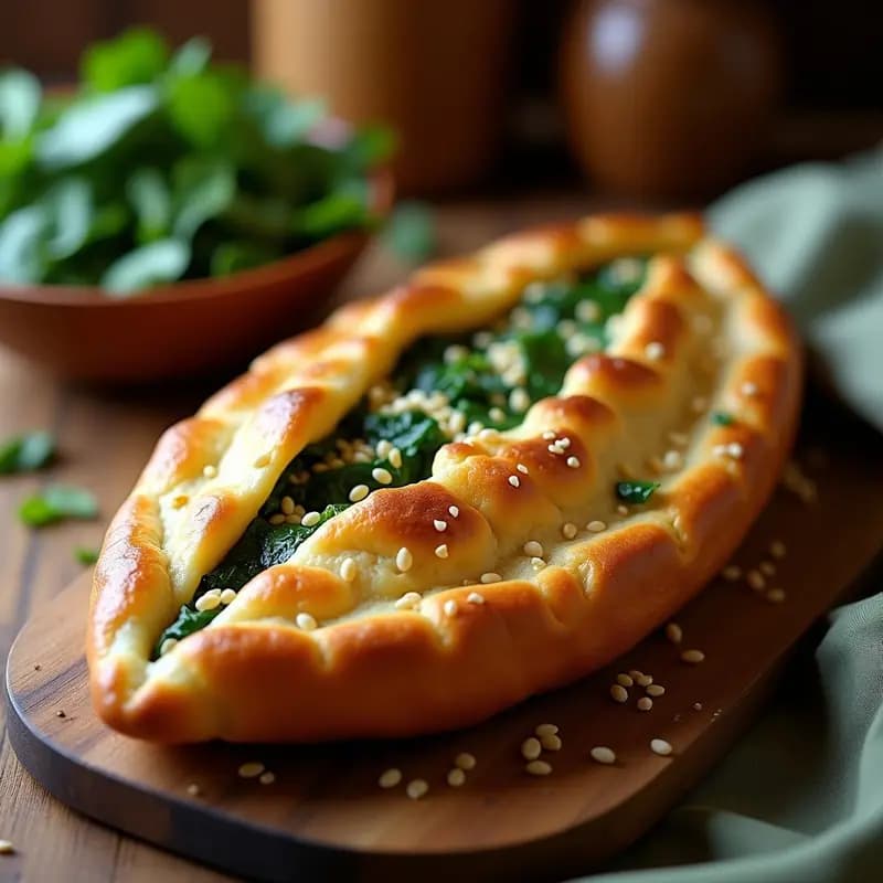 Tواء Pide de Espinacas y Queso Beyaz: Receta Turca en Forma de Barco para Compartir