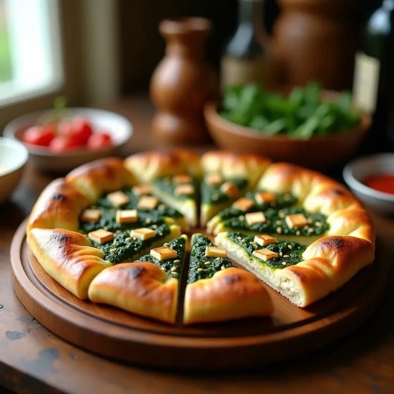 Pide Turco de Espinacas y Queso Halloumi: Receta Rápida en Horno con Zaatar