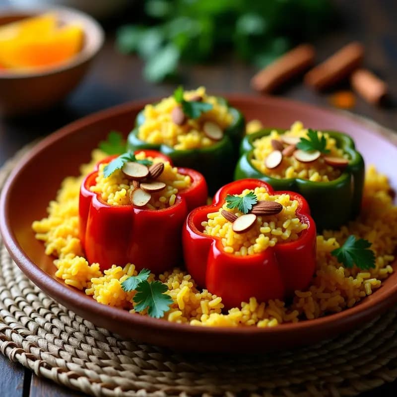 Pimienta Rellena de Arroz Basmati y Carnel de Res: Receta Mexicana con Toque Indio