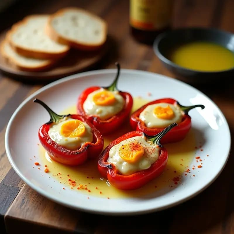 Pimientos Asados Rellenos de Brandada de Bacalao: Tapa de Autor con Aroma a Humo
