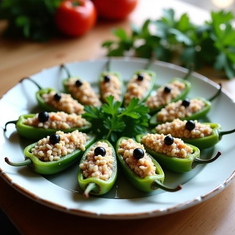 Pimientos del Padrón Rellenos de Atún y Aceitunas Negras: Receta Española en 15 Minutos