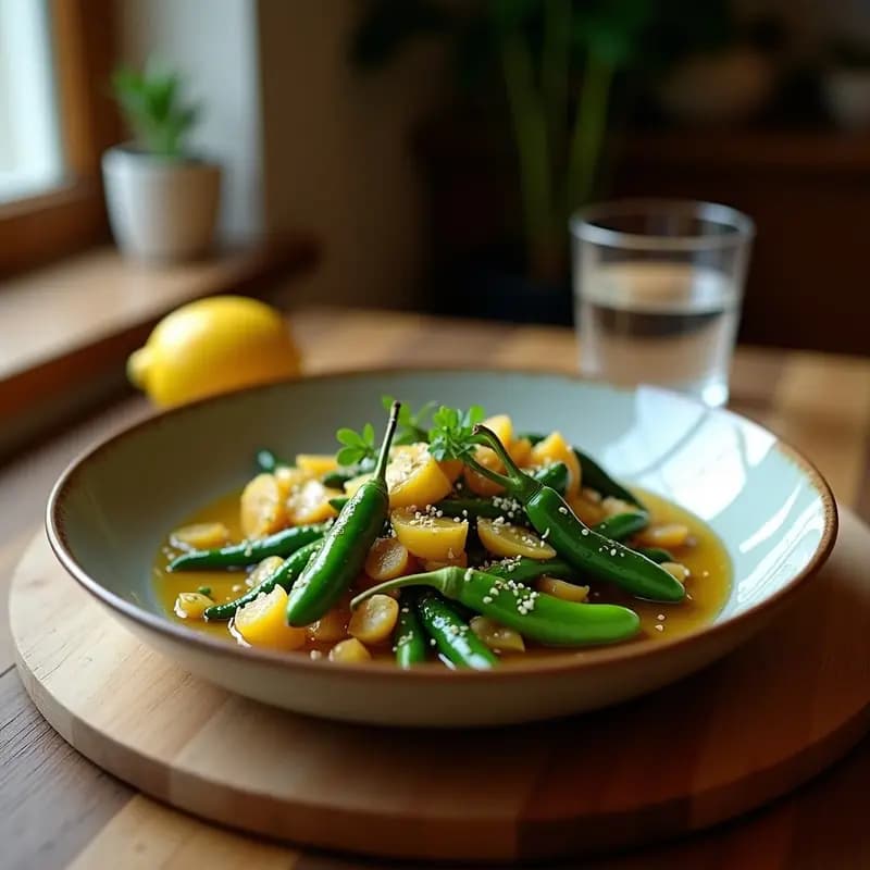 Pimientos de padrón con Sal de Maldon y Limón Confitado: Tapa Española Keto en 10 Minutos