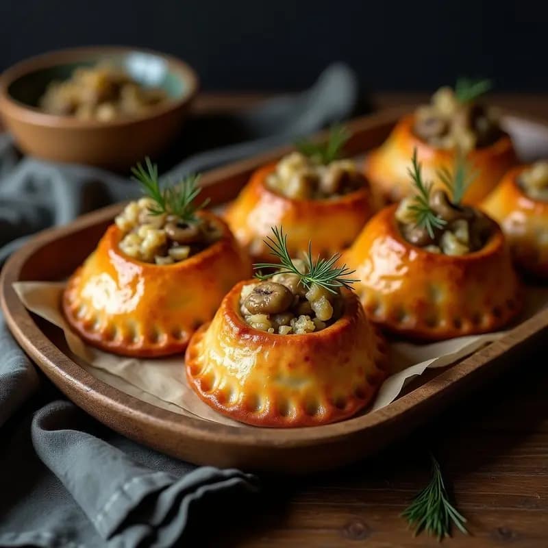 Pirogues Rusos de Repollo y Hongos: Empanadas al Horno Sin Harina