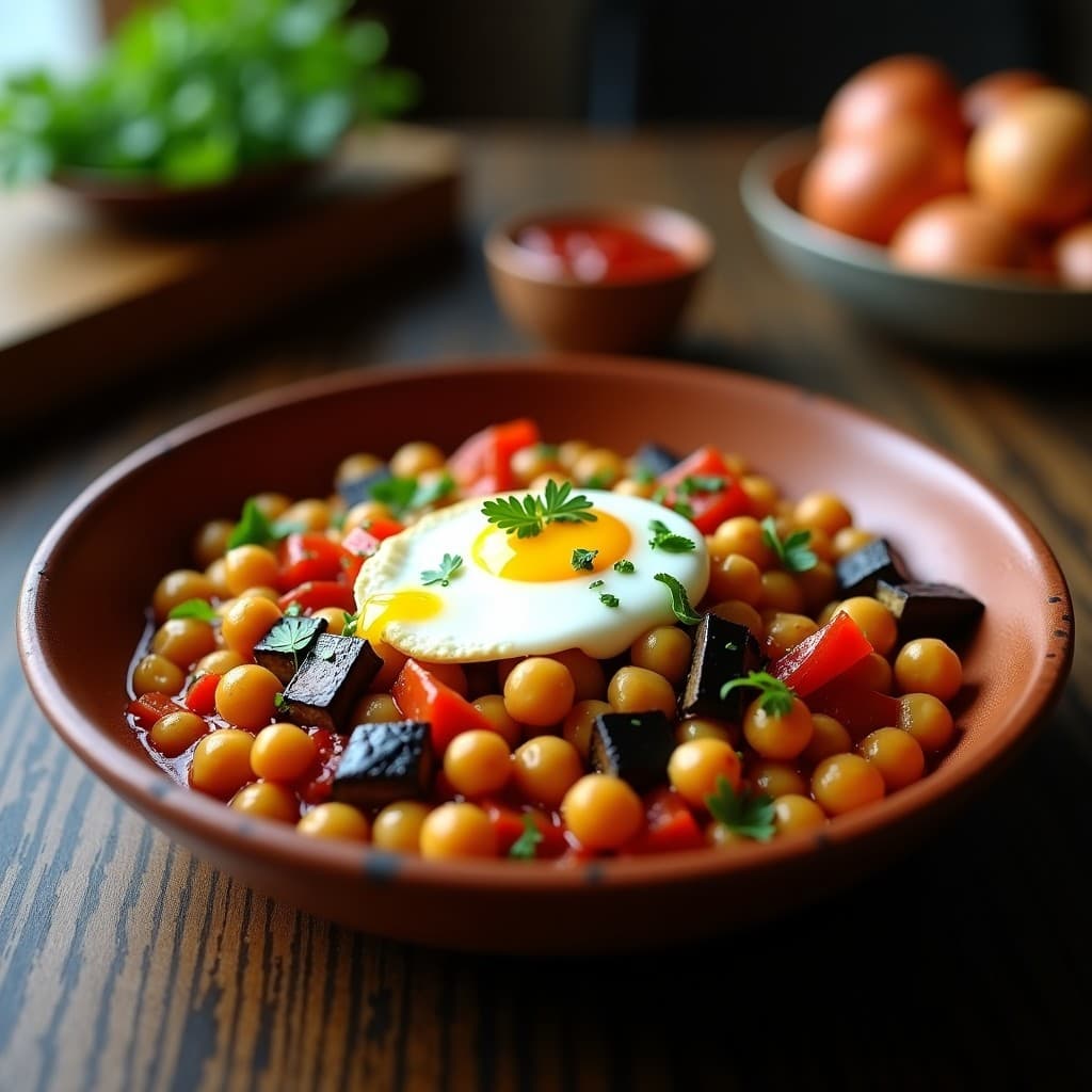 Pisto Manchego con Garbanzos y Huevos Escalfados: Receta en Olla Express Alta en Fibra