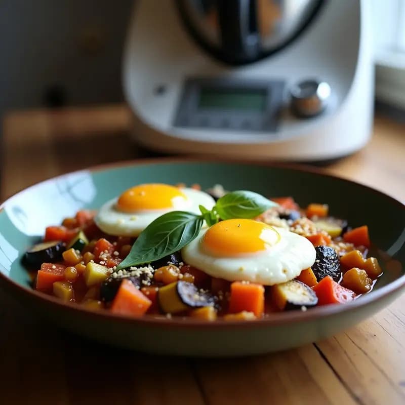 Pisto Manchego con Huevos Escalfados: Receta Española en Thermomix Keto
