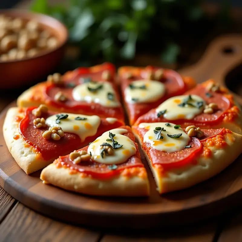 Pizza 5 Capas de Pepperoni, Jamón y Queso Azul: Receta Ultraindulgente para Noche de Película