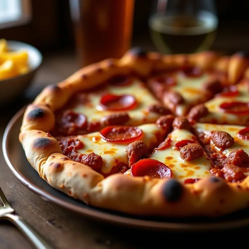 Pizza 5 Carnes con Base de Queso Mozzarella y Bordes Rellenos de Pepperoni: El Sueño de los Amantes de la Carne