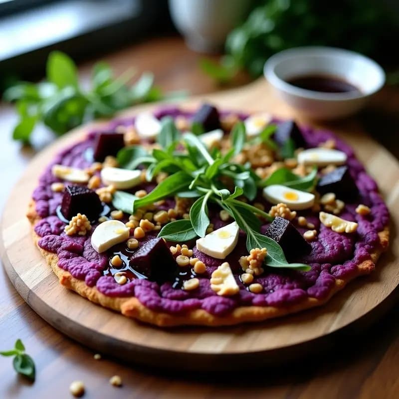 Pizza de Coliflor con Base Morada y Toppings de Remolacha y Queso de Cabra: Receta Sin Horno