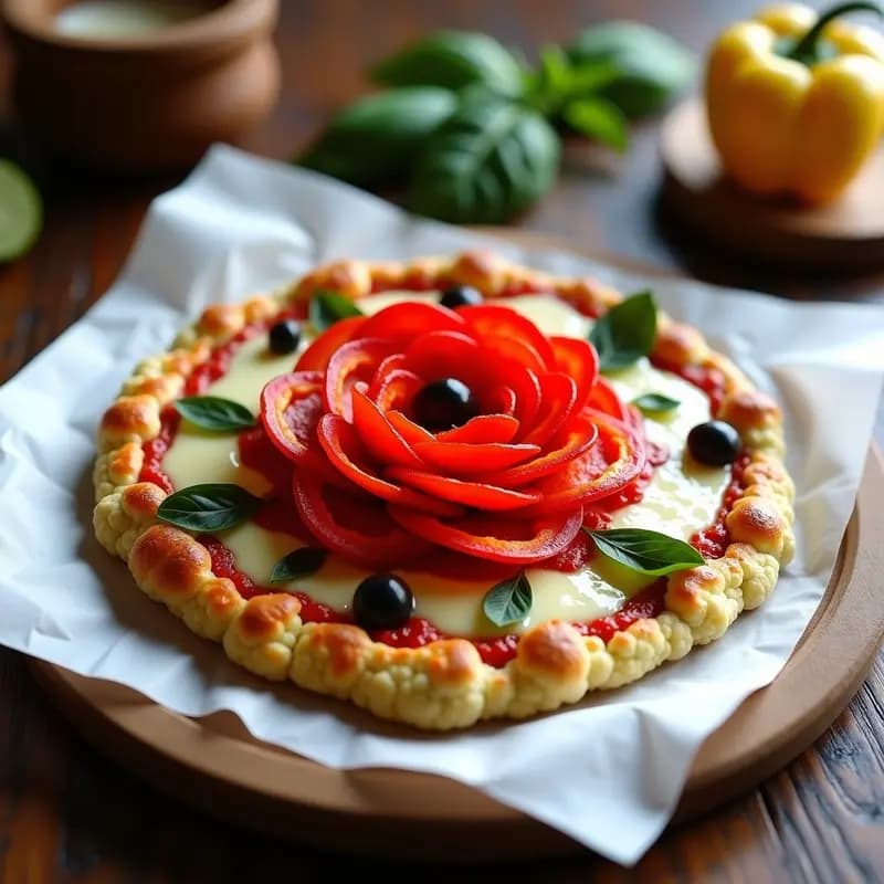 Pizza de Coliflor en Forma de Rosa: Receta Keto y Sin Gluten para Instagram