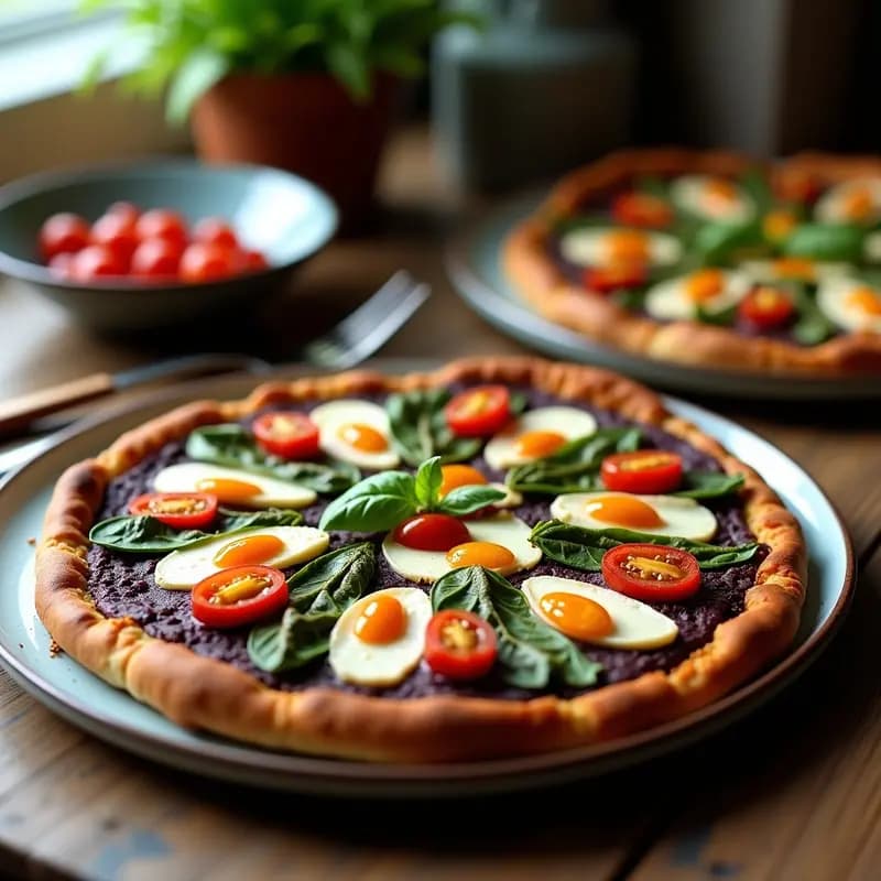 Pizza de Coliflor Morada con Pesto de Albahaca Negra: Receta Instagramable en Airfryer