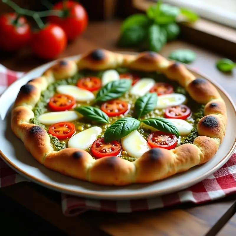 Pizza Napolitana de Coliflor con Pesto de Albahaca y Tomate Cherry: Receta Italiana Keto