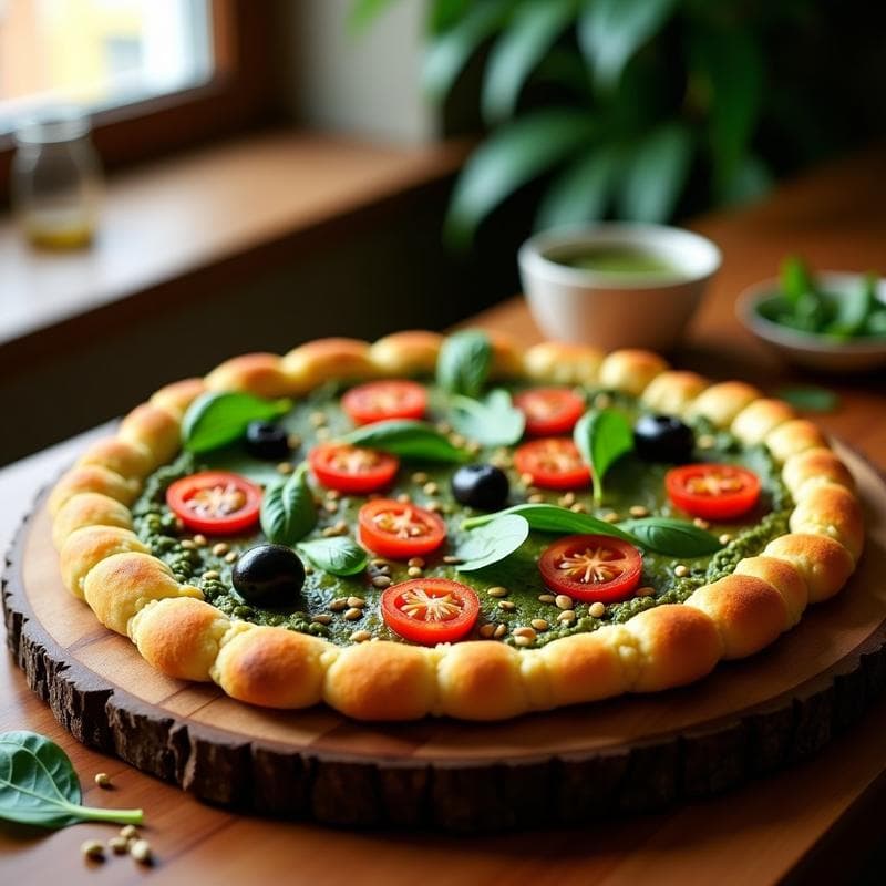 Pizza de Coliflor con Pesto de Algas y Semillas de Cáñamo: Receta Vegana y Keto