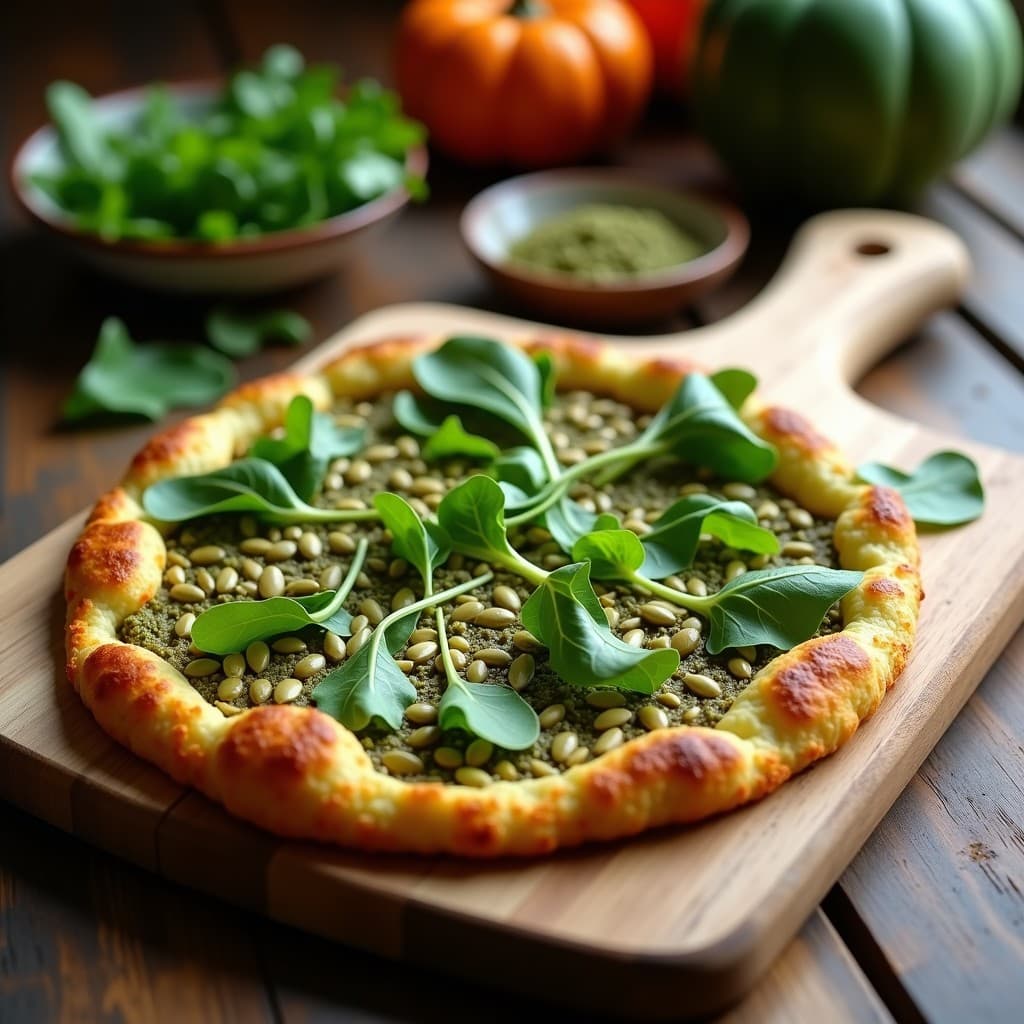 Pizza de Coliflor con Pesto de Alpes y Rúcula Silvestre: Receta Suiza Keto en Airfryer