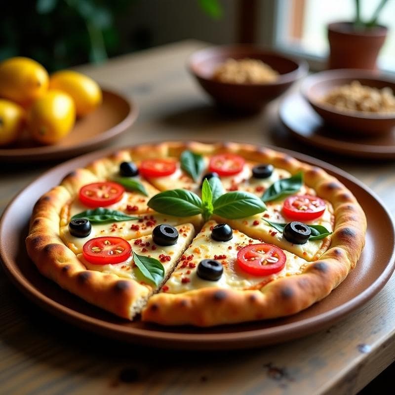 Pizza de Coliflor y Pimentón de la Vera con Queso de Almendras: Receta Vegana Sin Horno