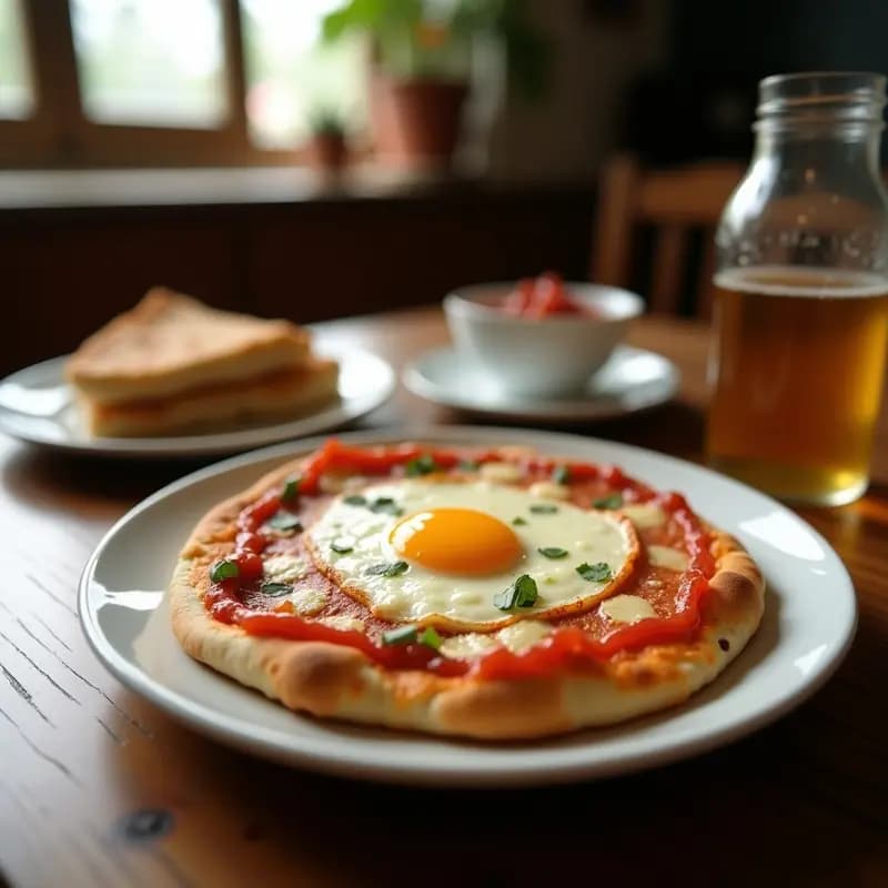 Pizza de Desayuno con Huevo, Toccino, Queso y Salsa Holandesita: El Desayuno que Parece una Cena