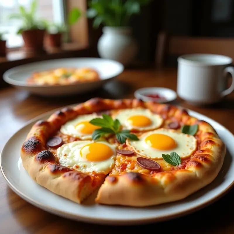 Pizza de Desayuno con Huevos, Salchicha, Queso Cheddar y Salsa de Mapache: Receta para Empezar el Día con Energía