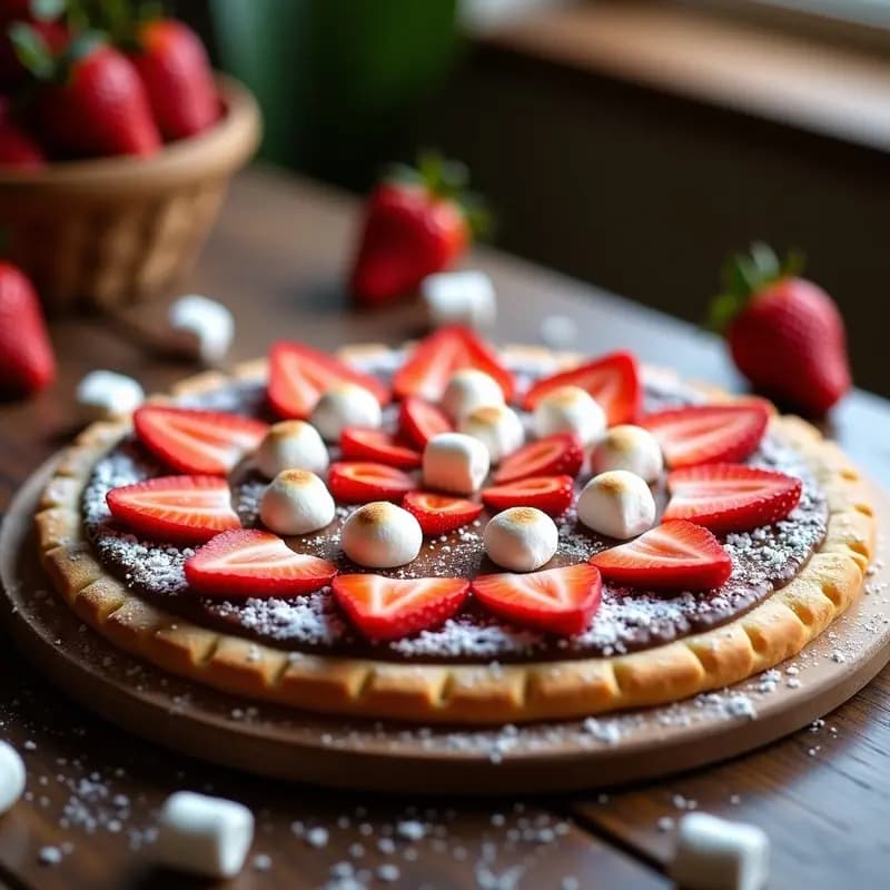 Pizza de Galleta con Nutella, Fresas y Marshmallows: La Cena que Todos los Niños Quieren