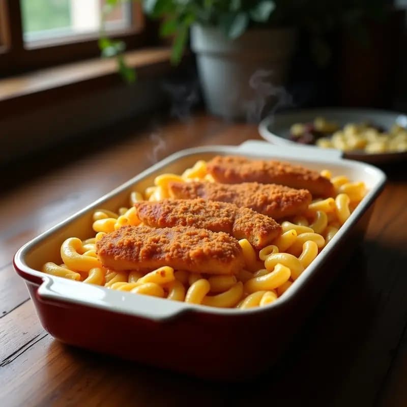 Pizza Mac & Cheese con Costra de Pollo Crujiente: Receta de Comfort Food para 4