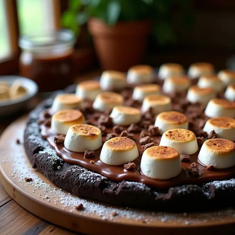 Pizza de Nutella y Marshmallows con Base de Galleta Oreos: Postre Italo-Americano para Adictos al Dulce