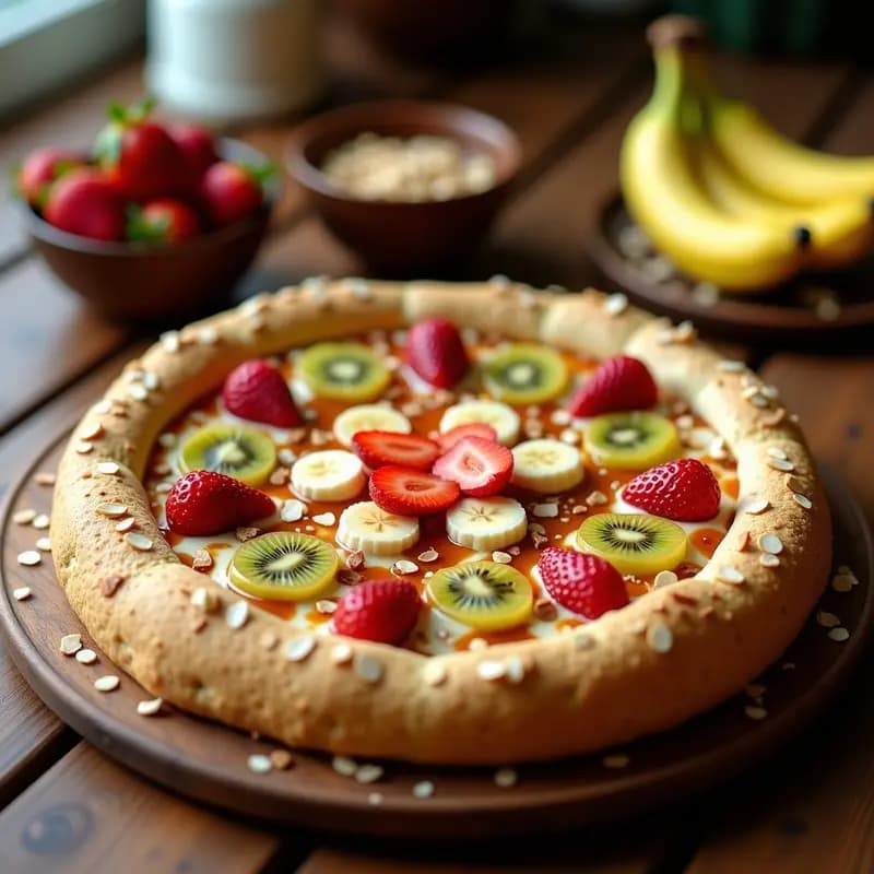 Pizza de Postre con Base de Galleta y Toppings de Frutas y Caramelo: Receta Italiana para el Final Perfecto