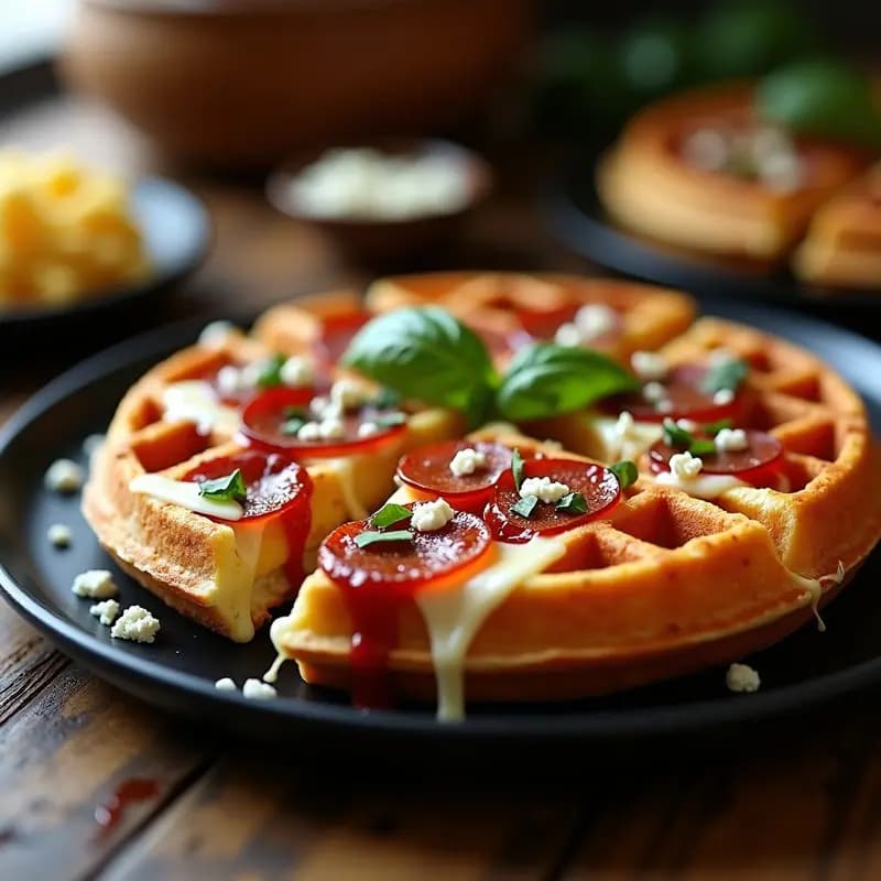 Pizza de Waffles con Pepperoni y Queso Azul: Receta Americana Cheat-Meal en 15 Minutos