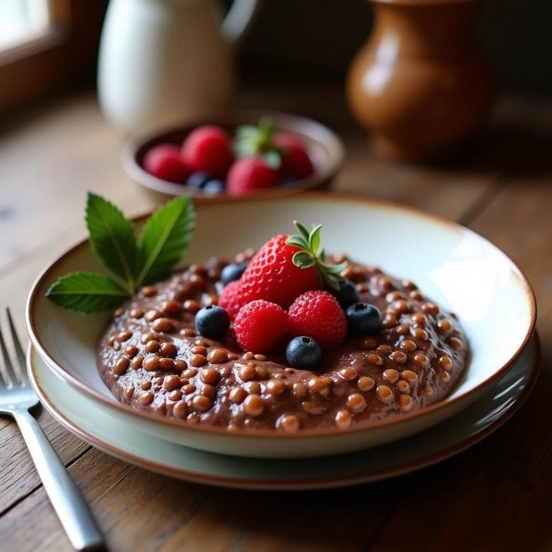Porridge de Amaranto y Cacao con Toppings de Frutos Rojos: Desayuno Sin Lactosa y Rápido