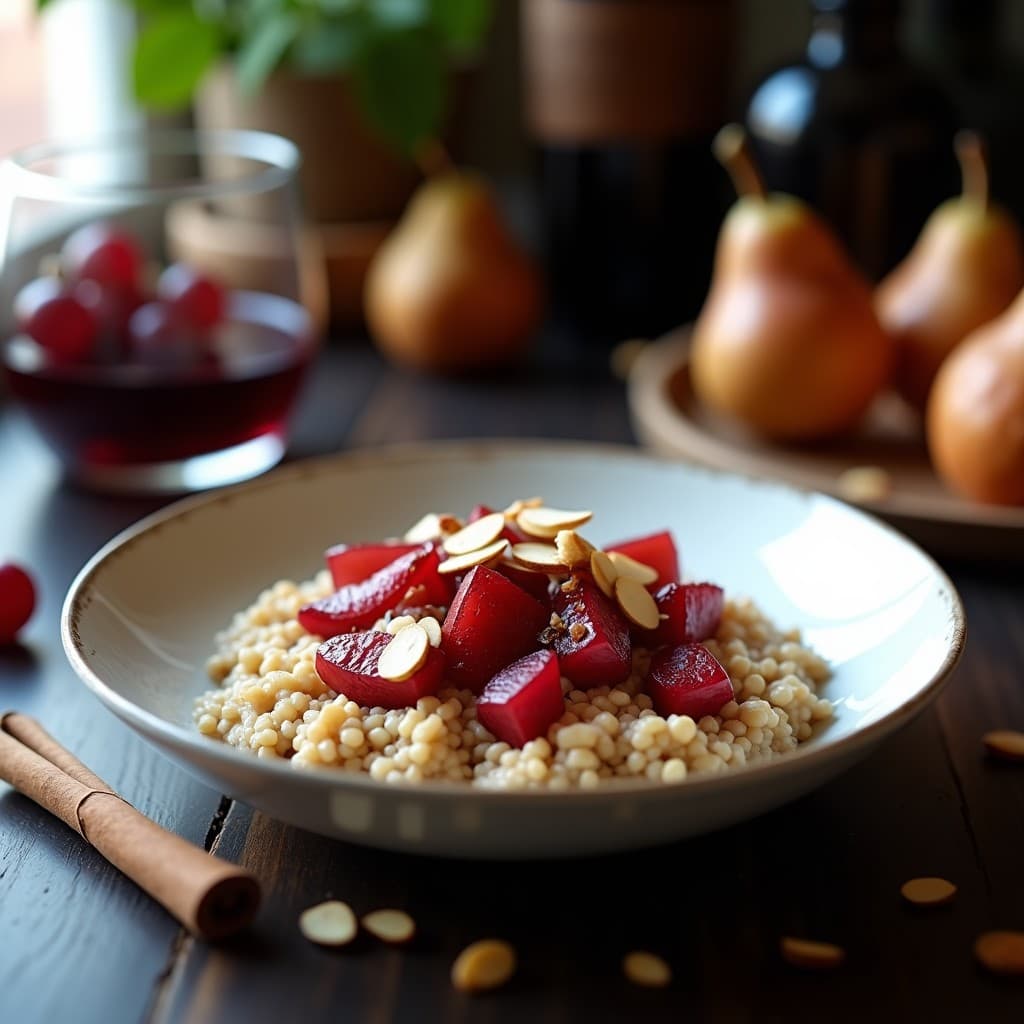 Porridge de Quinoa y Pera al Vino Tinto: Desayuno Francés Sin Gluten