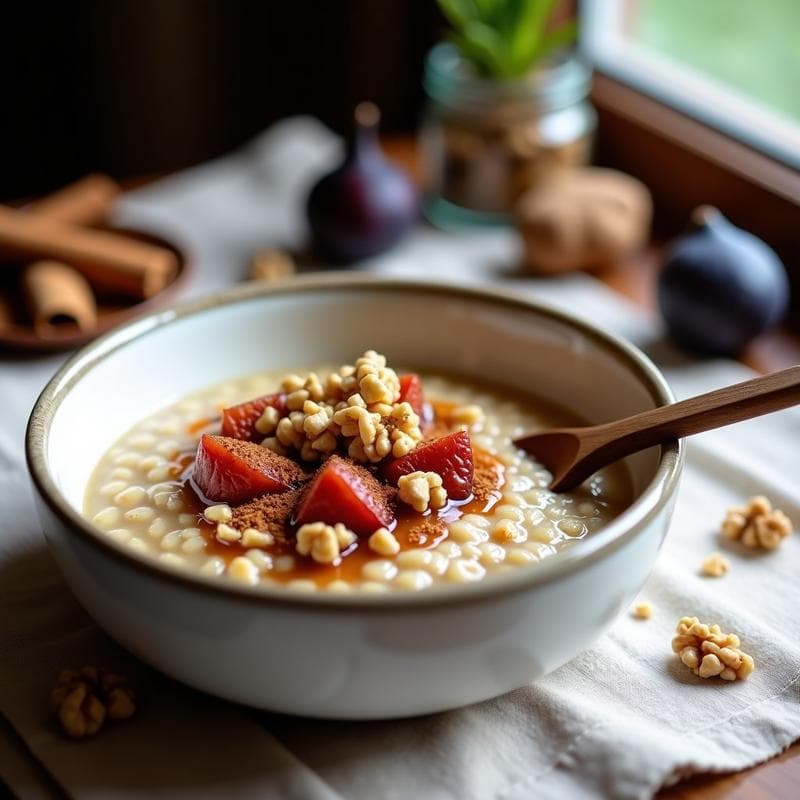 Porridge de Trigo Partido con Compota de Higos y Nueces: Desayuno Vegano y Sin Azúcar